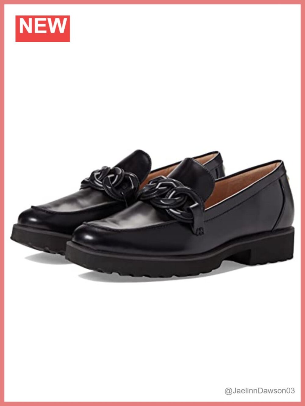 Women's Lug Penny Loafer with Chain Detail Leather Slip-On